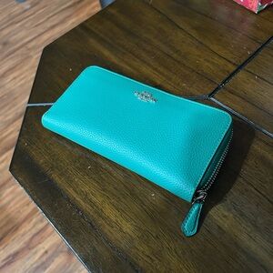 Coach Turquoise Pebbled Leather Wallet